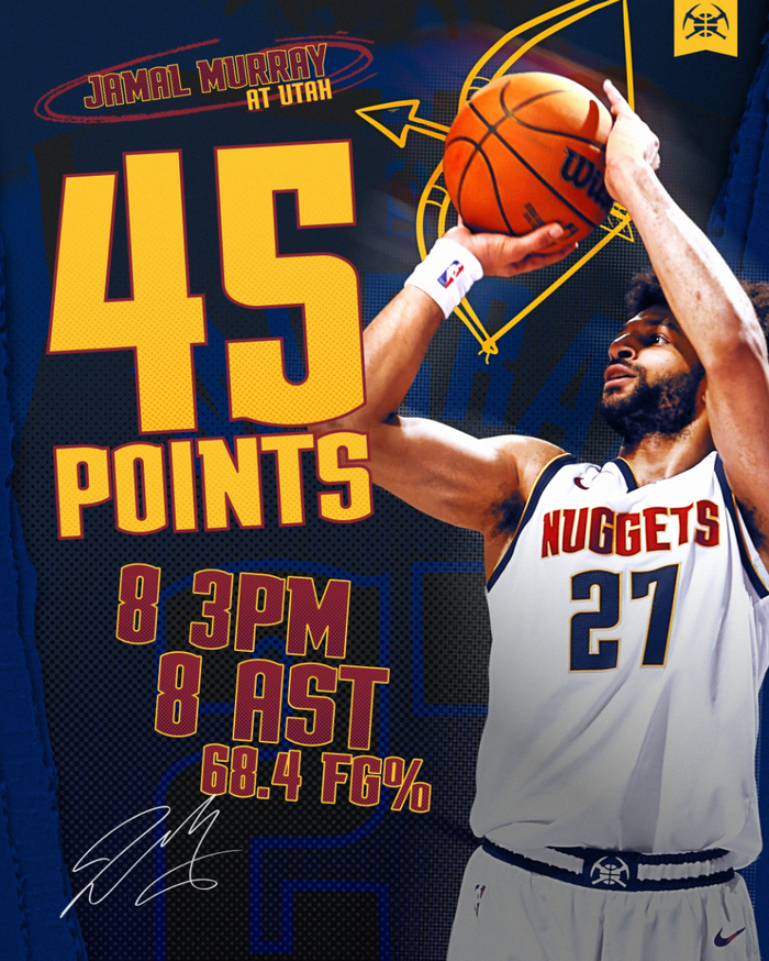 在线下注-穆雷狂轰45分连刷四纪录！近三战109分势头猛烈 阿德尔曼：他扛起球队|掘金|约基奇|贾马尔-穆雷|NBA常规赛|丹佛掘金队_新浪体育_新浪新闻