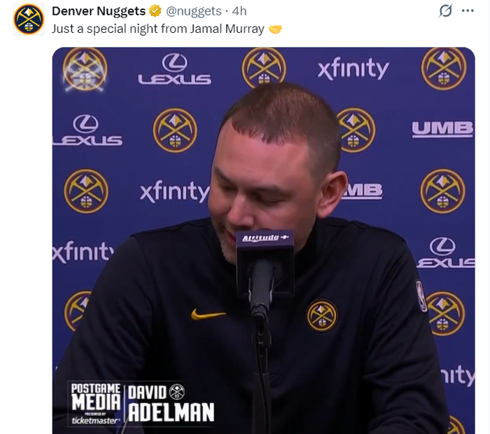 在线下注-穆雷狂轰45分连刷四纪录！近三战109分势头猛烈 阿德尔曼：他扛起球队|掘金|约基奇|贾马尔-穆雷|NBA常规赛|丹佛掘金队_新浪体育_新浪新闻